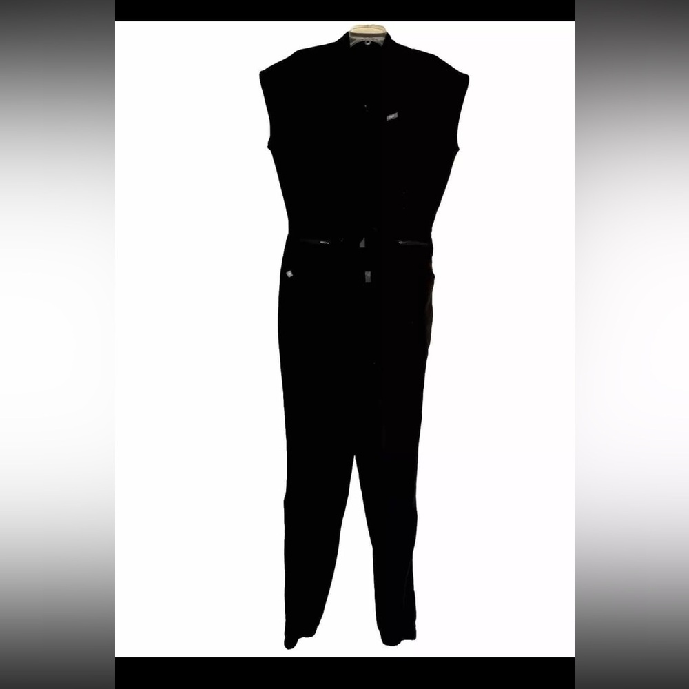 Figs Rafaela Cargo Scrub Jumpsuit Black XS